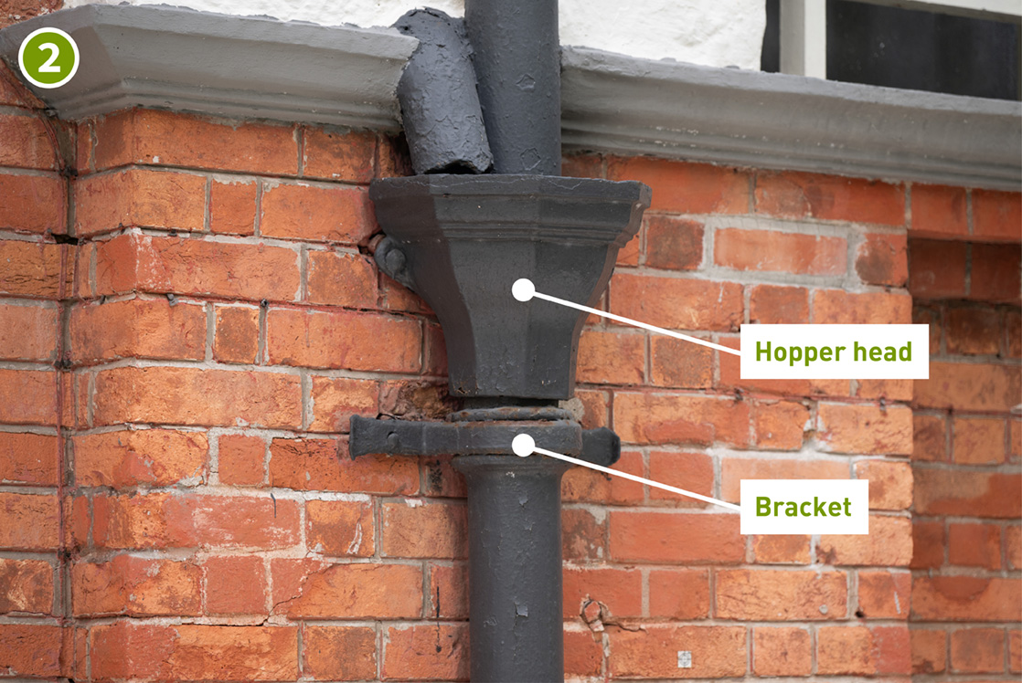 Hopper head and bracket of downpipes
